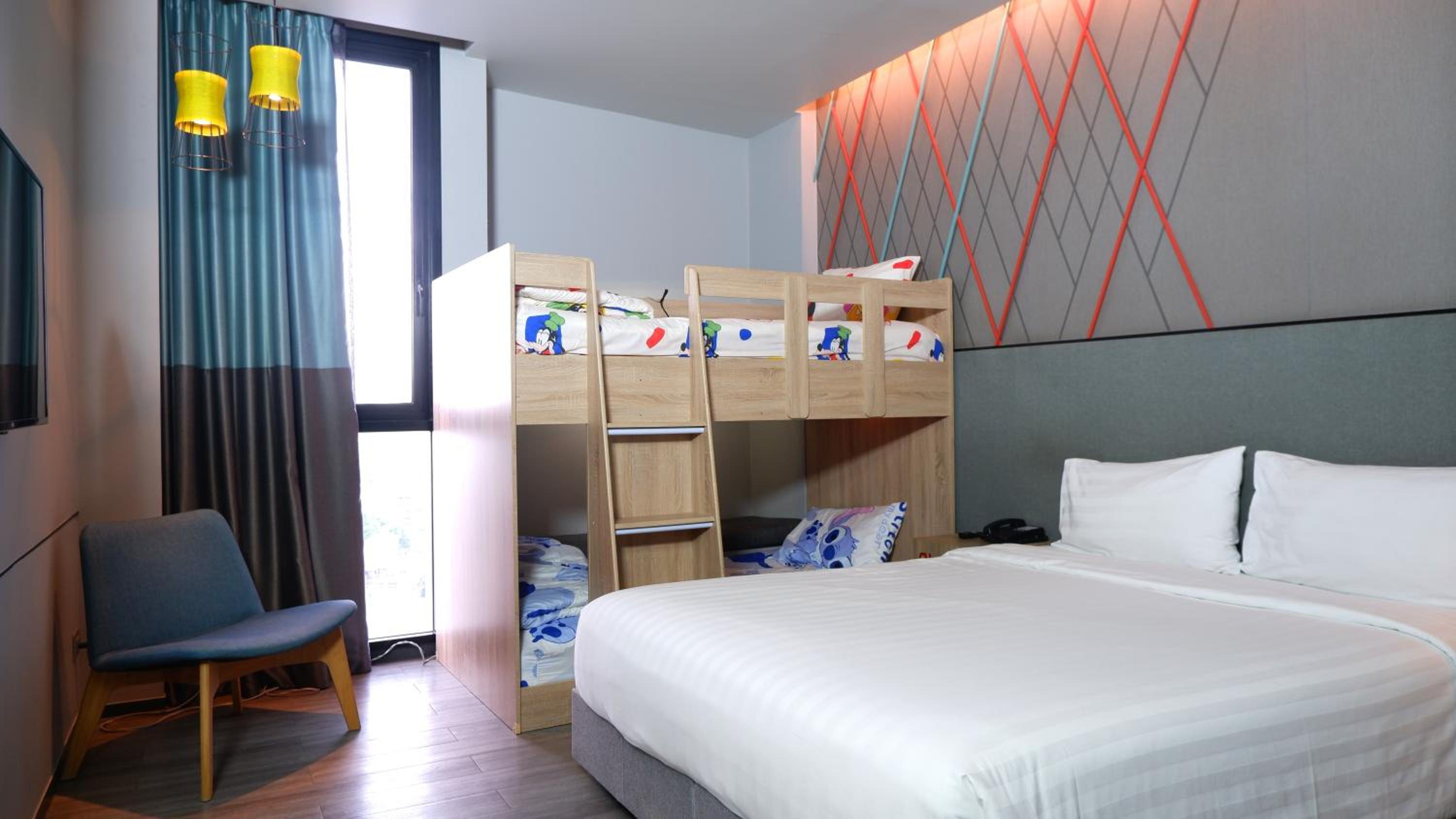 Family Room with One King Bed and One Bunk Bed