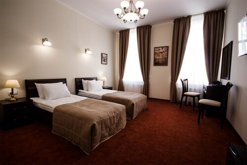 Номер повышенной комфортности с  двумя односпальными кроватями, душевой кабиной и видом на задний дворик отеля в Соната