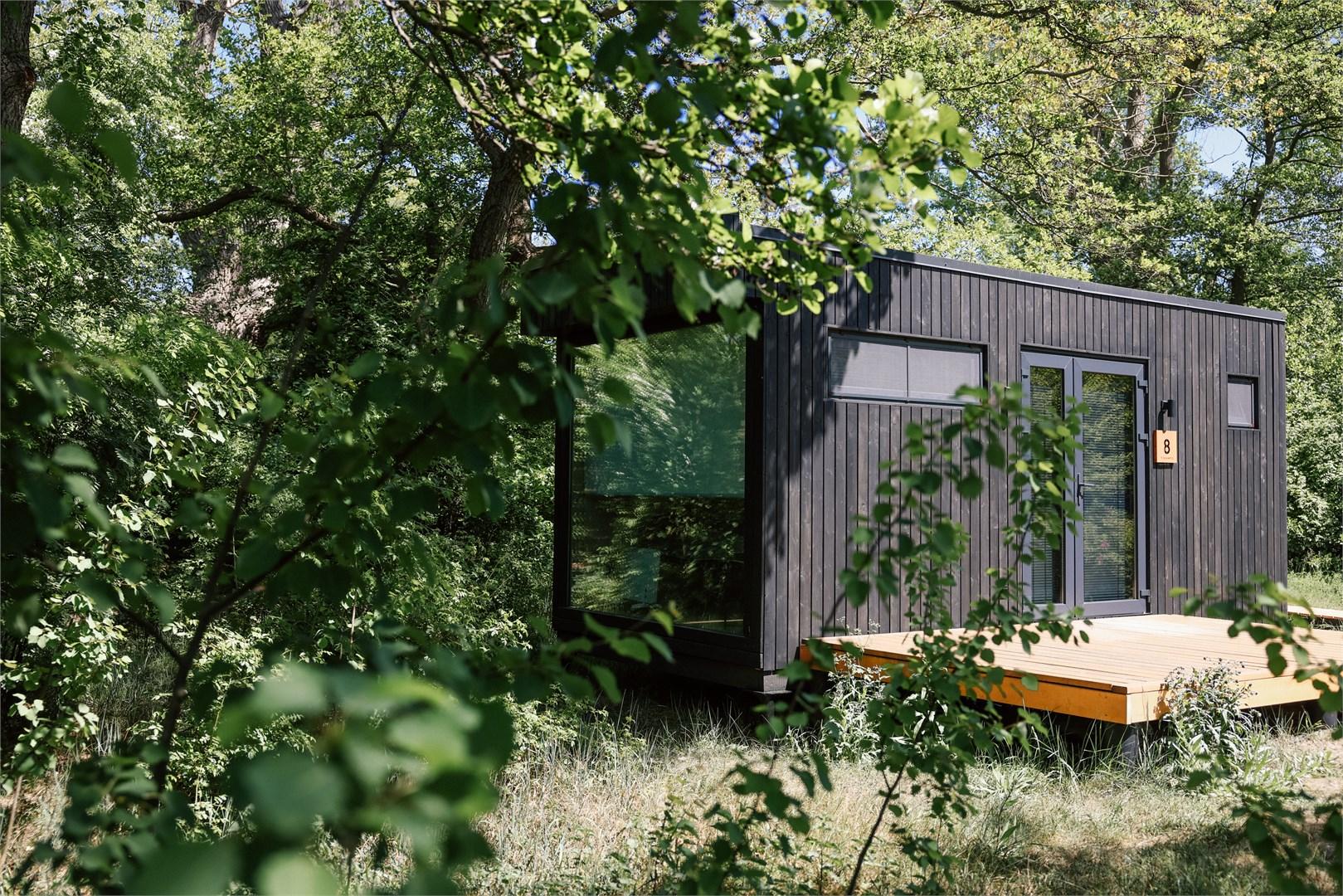 Малый Хитте с террасой и панорамным окном | красивый вид на зеленую территорию