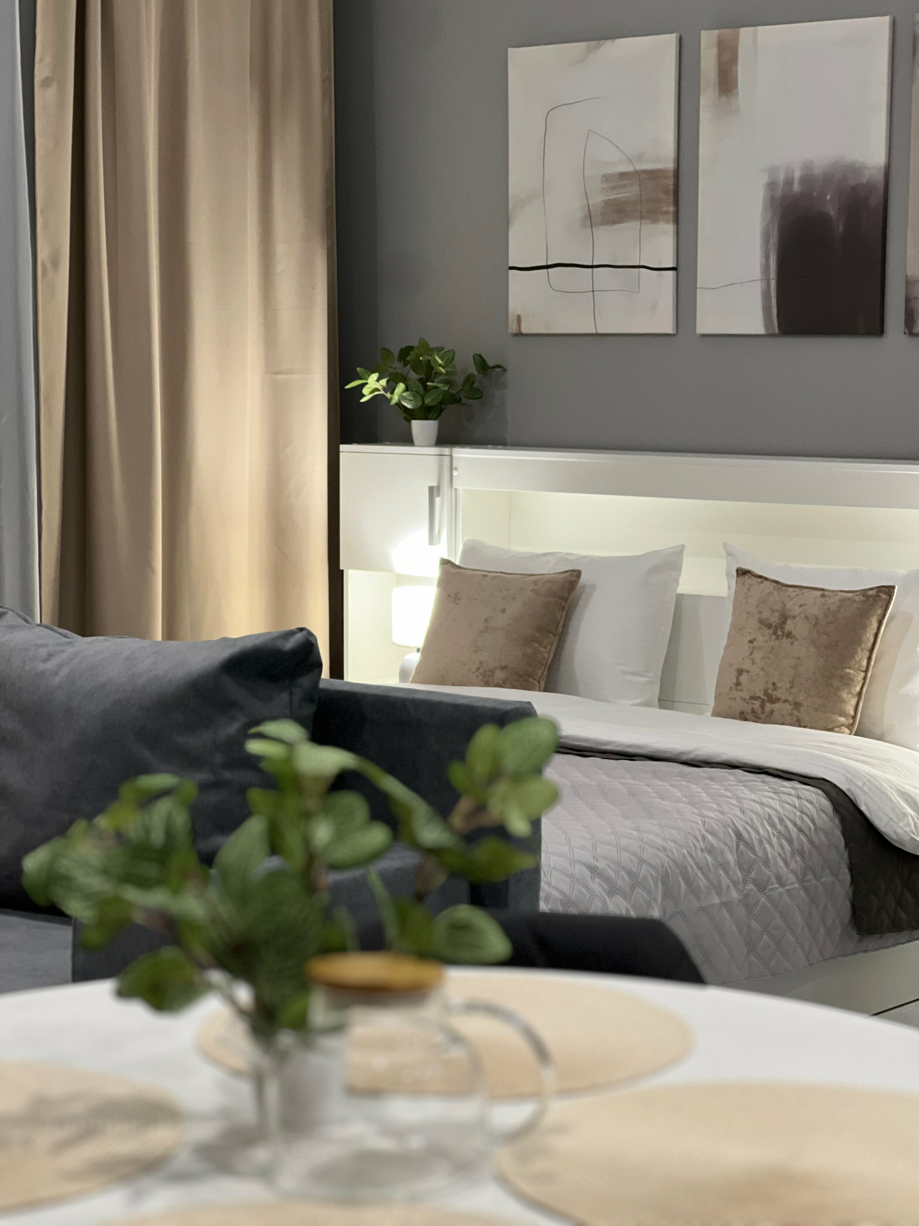 Семейный апартамент "Беж" с кухней и стирально-сушильной машиной