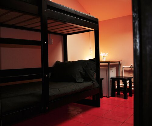 Спальное место на двухъярусной кровати в общем номере для мужчин и женщин в Вежливый лось