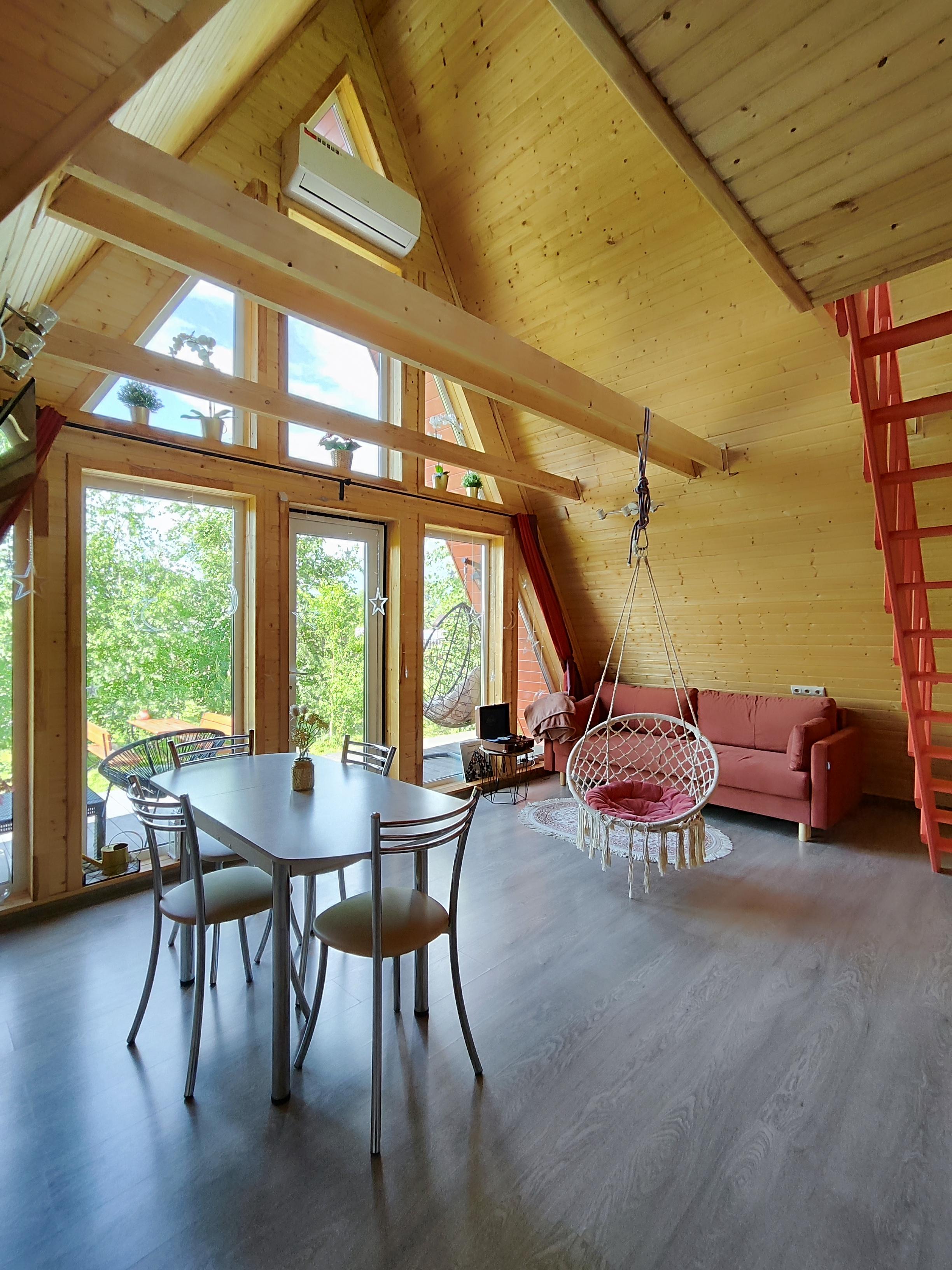 Треугольный дом Наш Шалаш с баней и купелью 