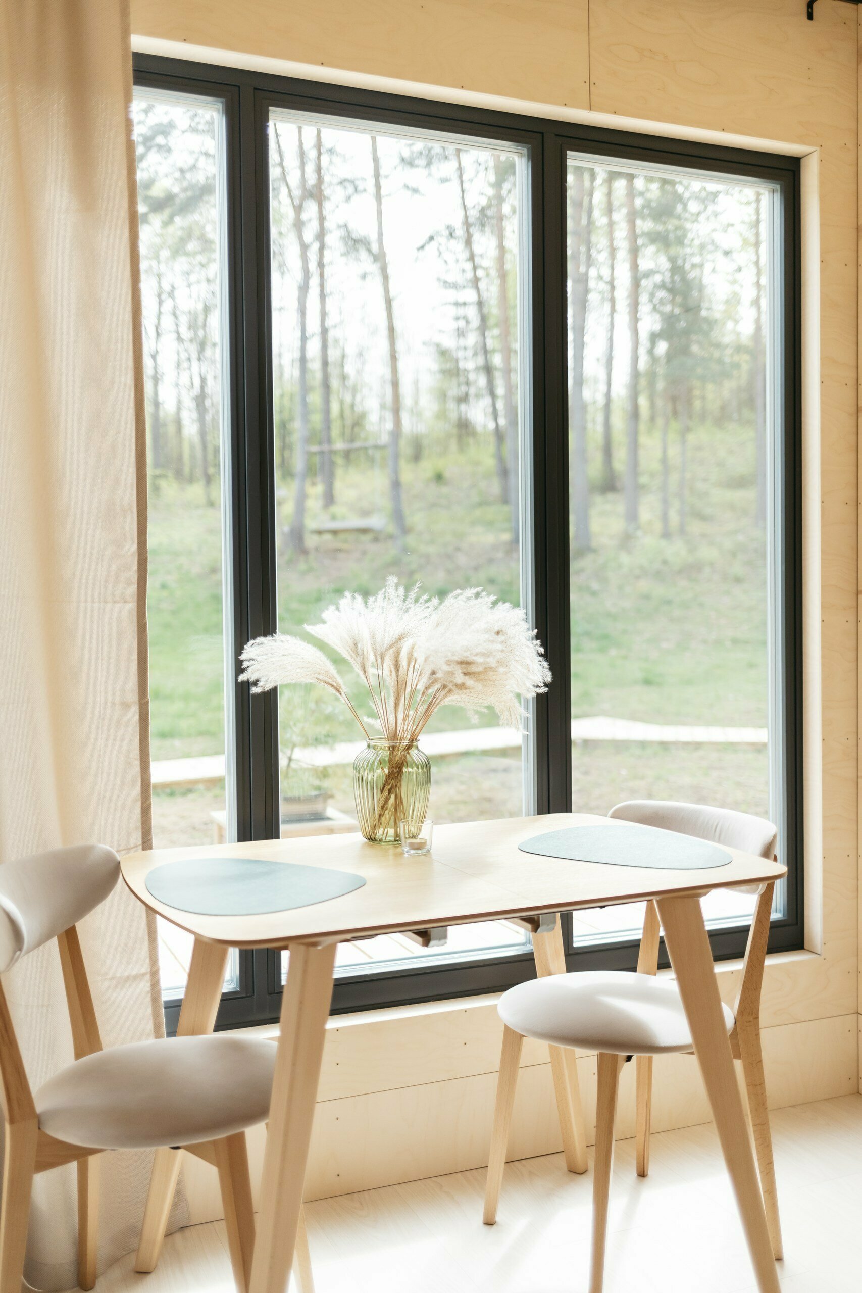 Дом с панорамными окнами и видом на лес