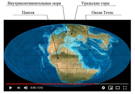 220 млн лет назад, триас. В мезозое появились внутриконтинентальные моря