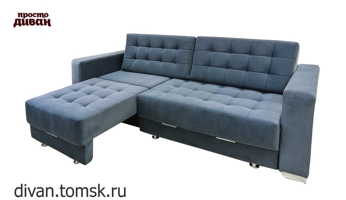 Стильный пружинный диван для ежедневного использования и сна с двумя механизмами трансформации Тик-Так. Легко превращается из прямого в угловой диван.