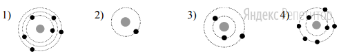 На рисунке изображены схемы четырех атомов черные точки электроны какая схема соответствует атому he