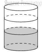 В бак цилиндрической формы, площадь основания которого равна ... квадратным сантиметрам, налита жидкость. Чтобы измерить объём детали сложной формы, её полностью погружают в эту жидкость.