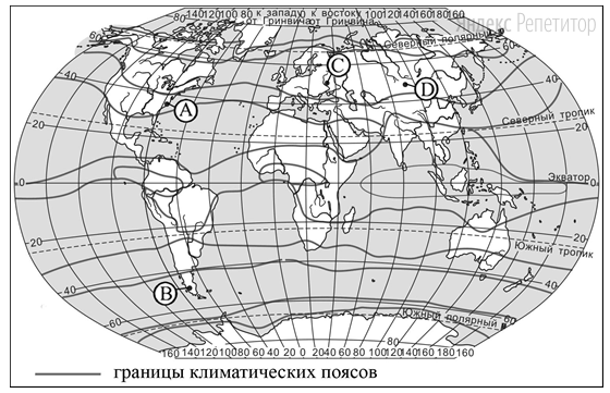 Проанализируйте климатограмму и определите, какой буквой на карте обозначен пункт, характеристики климата которого отражены на климатограмме.