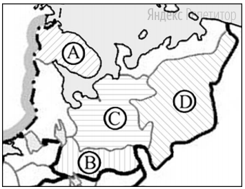Какой из регионов, обозначенных буквами на картосхеме Европейского Севера России, имеет наибольшую среднюю плотность населения?