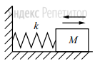 На гладком горизонтальном столе брусок массой ... прикреплённый к вертикальной стене пружиной жёсткостью ... совершает гармонические колебания с амплитудой ... как показано на рисунке.