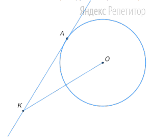 К окружности с центром ... проведена касательная ... Радиус окружности равен ... Расстояние от точки ... до центра окружности равно ... 