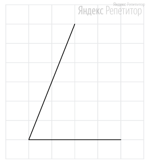 На клетчатой бумаге с размером клетки ... изображён угол. 