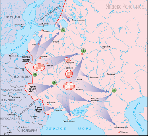 Рассмотрите карту и выполните задание. Укажите название плана войныГермании против СССР в 1941 г.