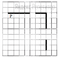 На рисунке указан один из возможных способов расположения стен и Робота
(Робот обозначен буквой «Р»). 