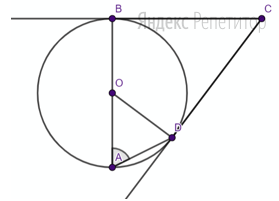... — диаметр окружности с центром в точке ..., ... и ... — касательные к ней.