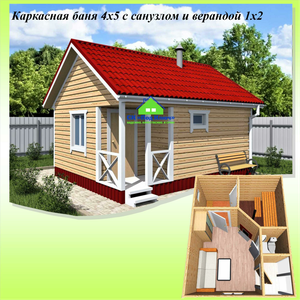 Каркасная баня 4х5