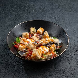 Салат с хрустящими баклажанами