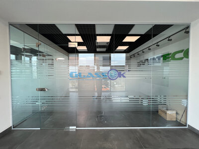 Стеклянные перегородки с художественным пескоструем