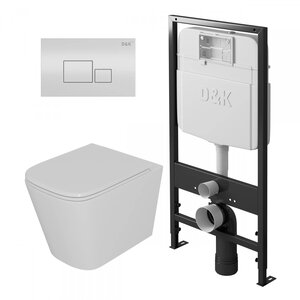 Комплект Унитаз подвесной безободковый D&K Quadro DT1516