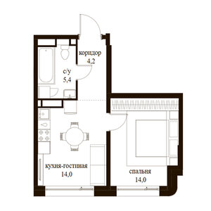 1-к. кв., 37,6 м²