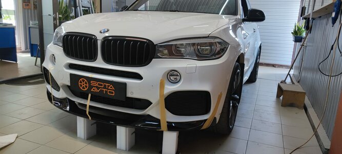 Тюнинг, установка нижней губы переднего бампера BMW 