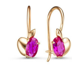 Серьги из красного золота с фианитами