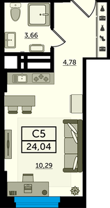 Студия, 24,04 м²
