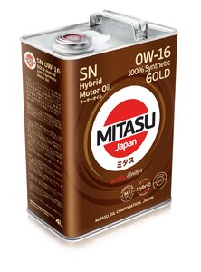 Моторное масло MITASU GOLD HYBRID SN 0W-16 100% Synt