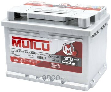 Mutlu LB260054A аккумулятор SFB 60 А/ч обратная R+ 242x1