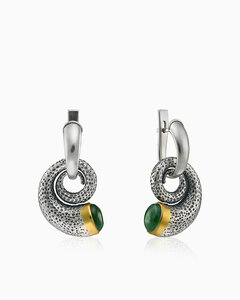 Серьги из серебра с камнем нефрит