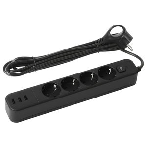 Сетевой фильтр ЭРА с базовой защитой. 4 розетки, 3-x USB