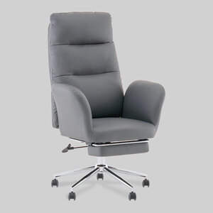 Кресло руководителя TopChairs Solid серый с оттоманкой
