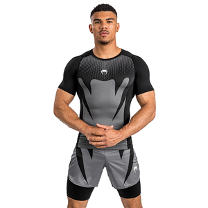 Рашгард с коротким рукавом Venum Attack Black/Grey (XL)