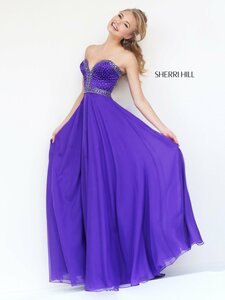 Длинное фиолетовое открытое выпускное платье Sherri Hill