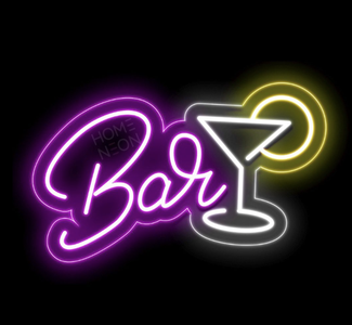 Неоновая вывеска Коктейль с надписью «Bar»