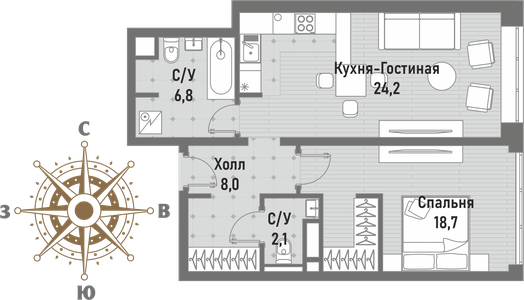 2-комнатная квартира