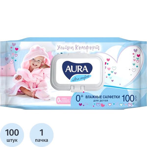 Салфетки влажные Aura для детей Ultra Comfort 100 шт.