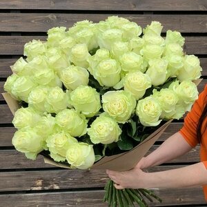 Белый букет роз Эквадор51 роза