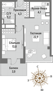 2-комнатная квартира