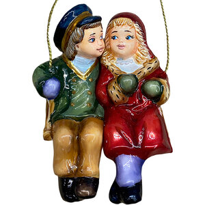 Ёлочная игрушка «Пара на качелях», коллекция Komozja.