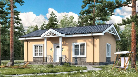 Дом из СИП панелей по проекту ОЧАГ (62,5 м2)