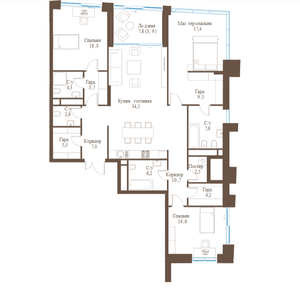 3-комнатная квартира, 152,5 м²