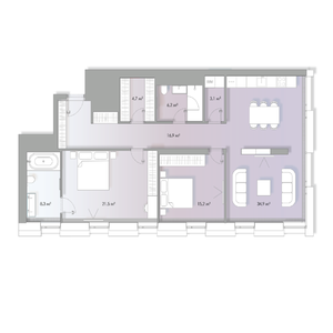 2 спальни 111,5 м²