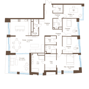 5-комнатная квартира, 215,5 м²