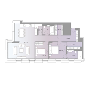 2 спальни 105,5м²
