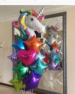Единорог с фольгированными звездочками