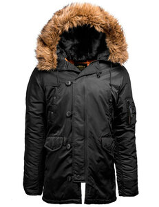 Куртка Аляска Alpha Slim Fit N-3B черная - black/orange