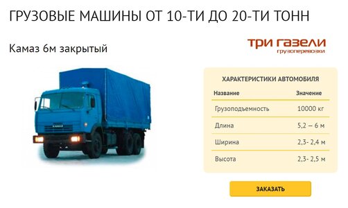 Грузоперевозки от 10 до 20 тонн