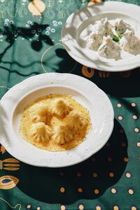 Мини-хинкали Карбонара с пармезаном и ароматным перцем