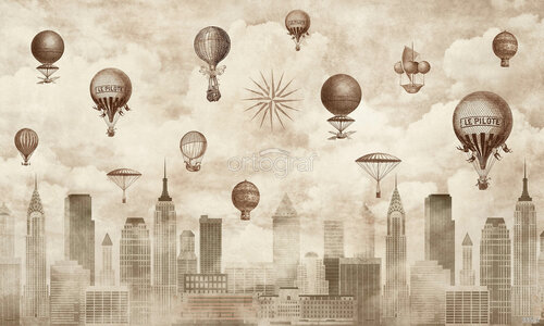 Фреска Ортограф, Balloons Sepia, арт. 33552